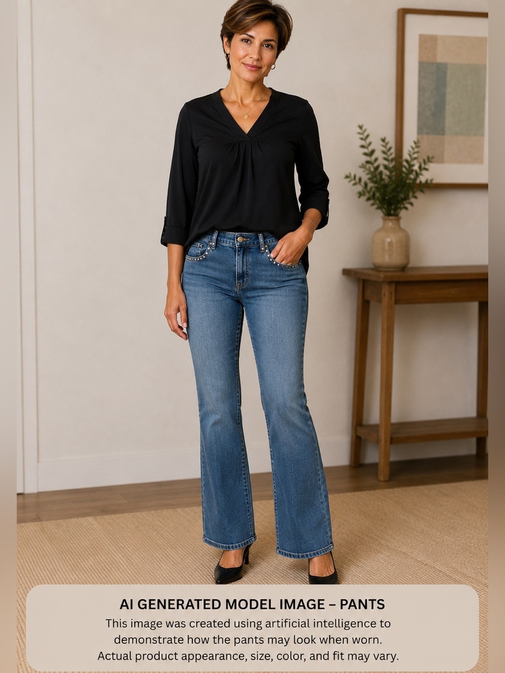 Liz Claiborne Crazy horse Light Blue Boot Cut Jeans Rhinestone Details